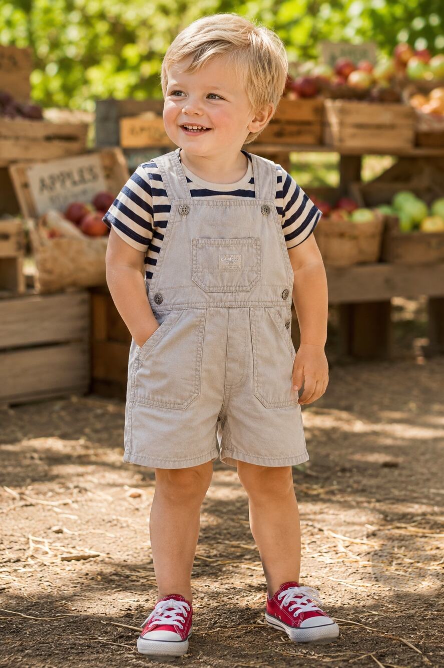 Vintage OshKosh B’gosh Vestbak Shortalls 24M Stone Gray Cotton
